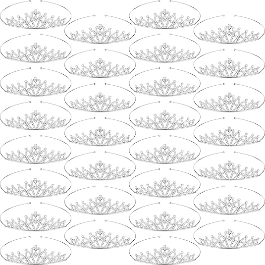 30 Pcs Tiaras Bulk for Girls Princess Crown Rhinestone Tiaras Bendable Adjustable Headband