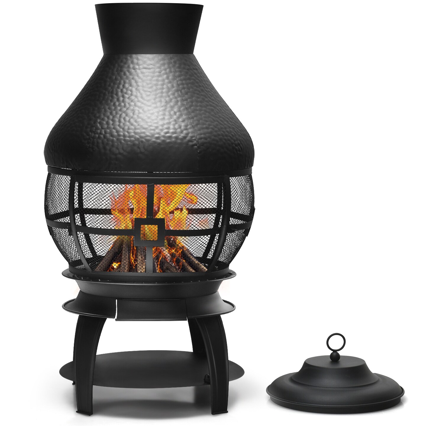 Black Iron Outdoor Chimenea Fireplace and Smokeless Design