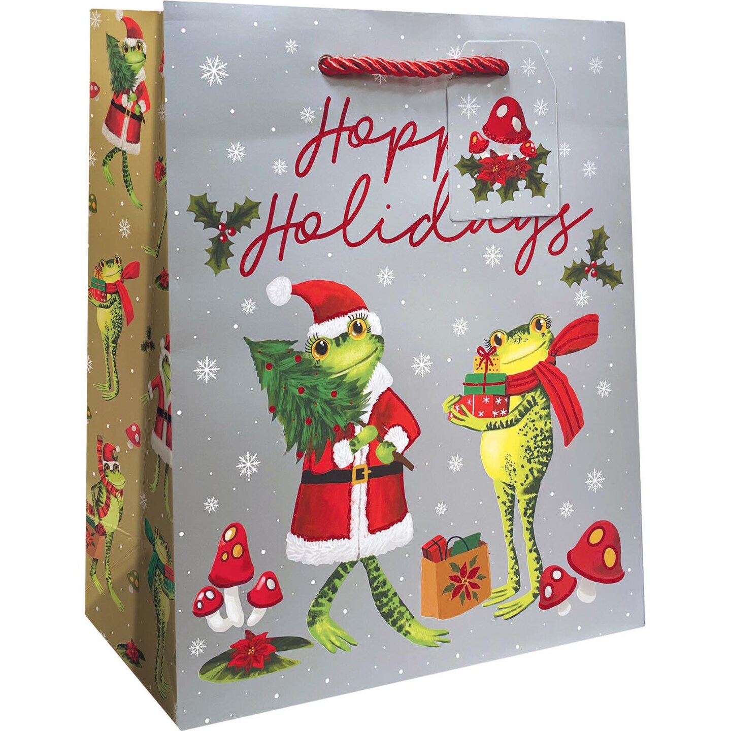 Pack/6: Festive Frogs Gift Bag - 8 x 4 x 10&#x22;