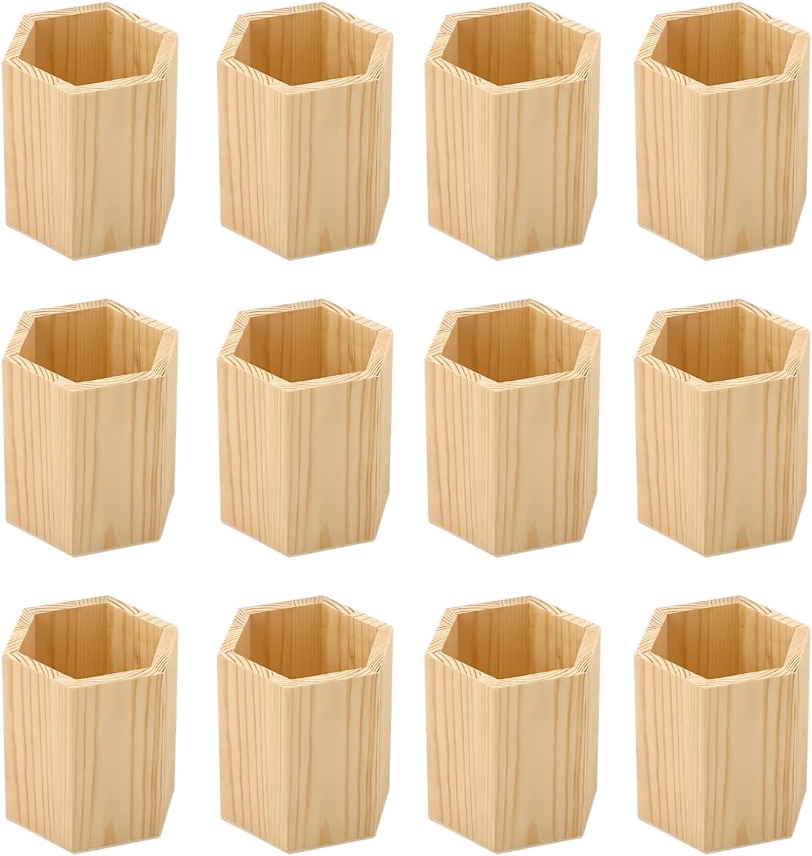 12 Pieces 4 Inch Wooden Crate Pen Holder