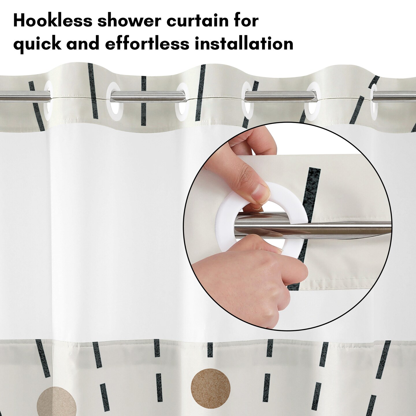 Americanflat 72x75 Hookless Shower Curtain - Abstract Black Bronze Shower Curtain with Sheer Panel, Snap-In Liner, and Grommets - 100% Polyester