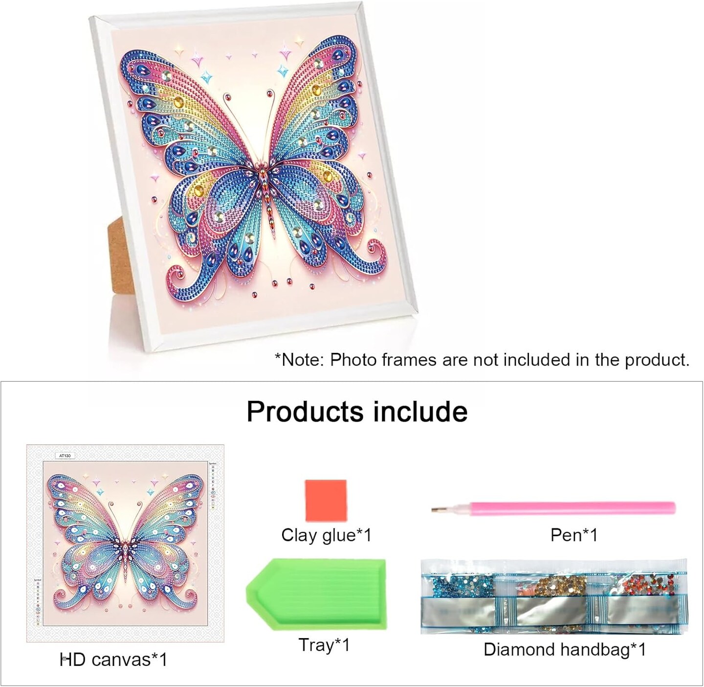 Diamond Art Painting Kit, DIY Colorful Butterfly 5D Special Shape Crystal Diamond Partial Diamond Art Painting Mosaic Making Craft, Suitable for Home Wall Decor Art Holiday Gift