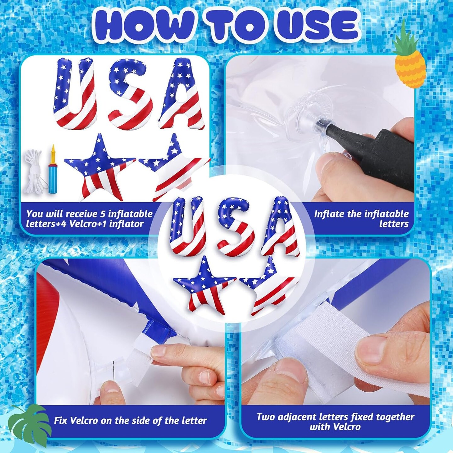 5 Pcs Patriotic Pool Party Decorations for 4th of July Decorations