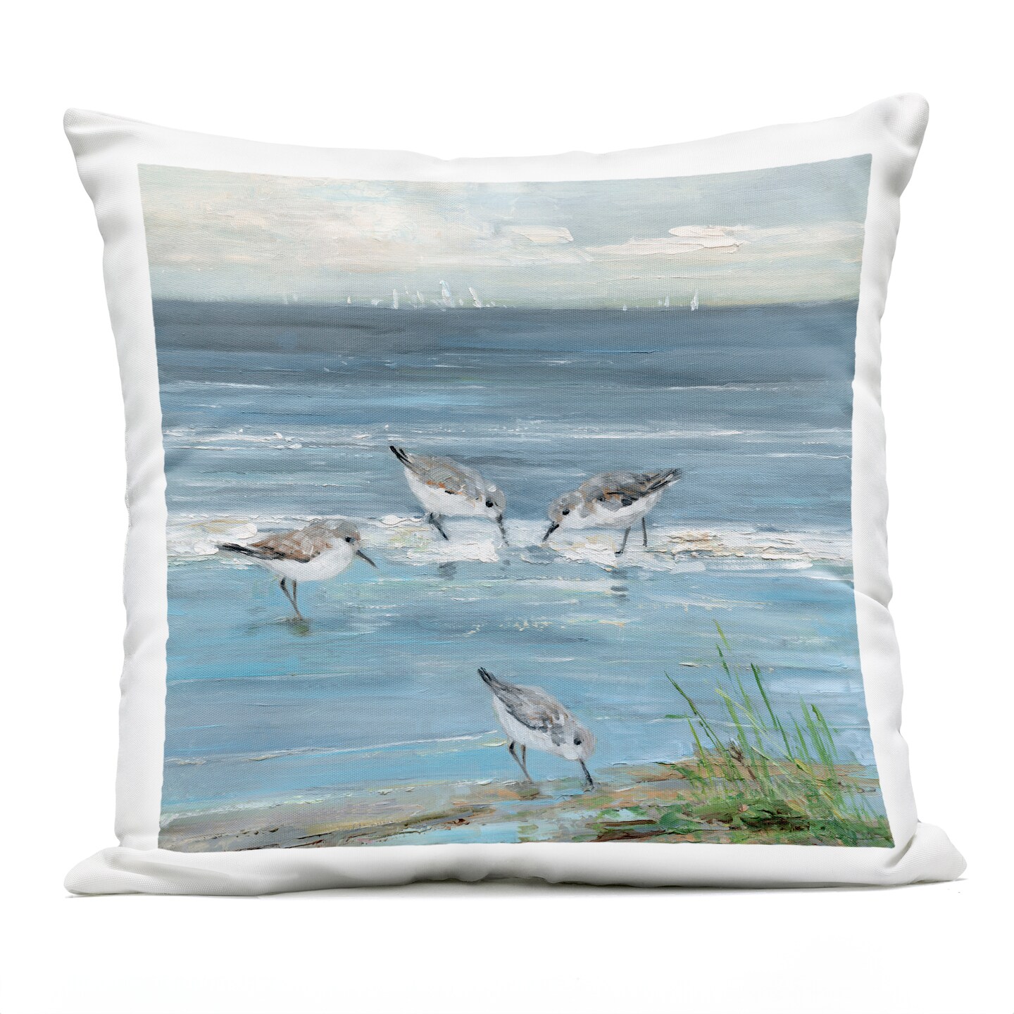 Stupell Industries Relaxed Sandpipers on Shore Outdoor Printed Pillow ...