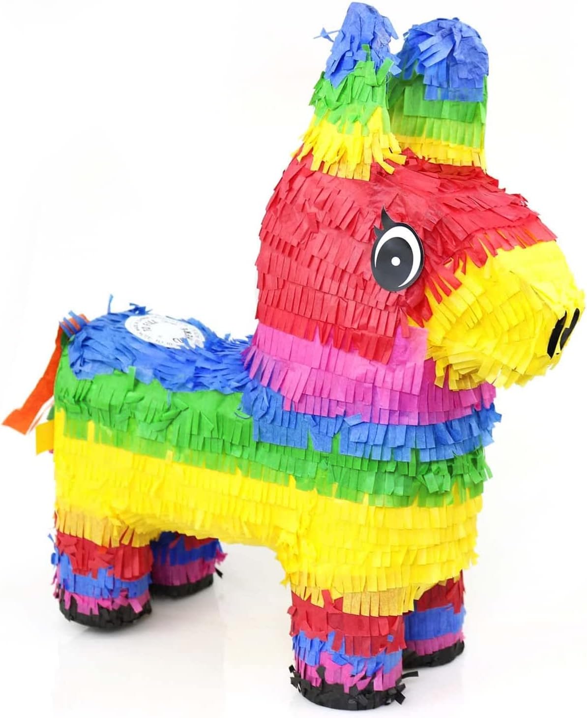 16&#x22; Rainbow Donkey Pinata - Mexican Theme Party Decoration for Birthdays, Fiestas &#x26; Cinco de Mayo - 16 x 13 x 4.5 Inch Kids Party Favors