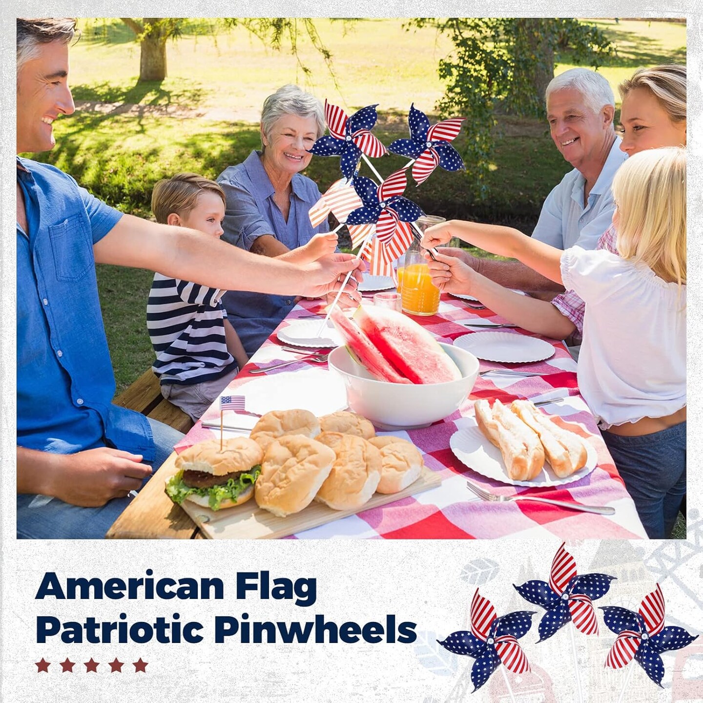 300 Pcs 4th of July Decorations Patriotic Pinwheels Fourth of July Pinwheels for Kids Adults, Red White and Blue Decorations for Independence Day Party Yard Garden