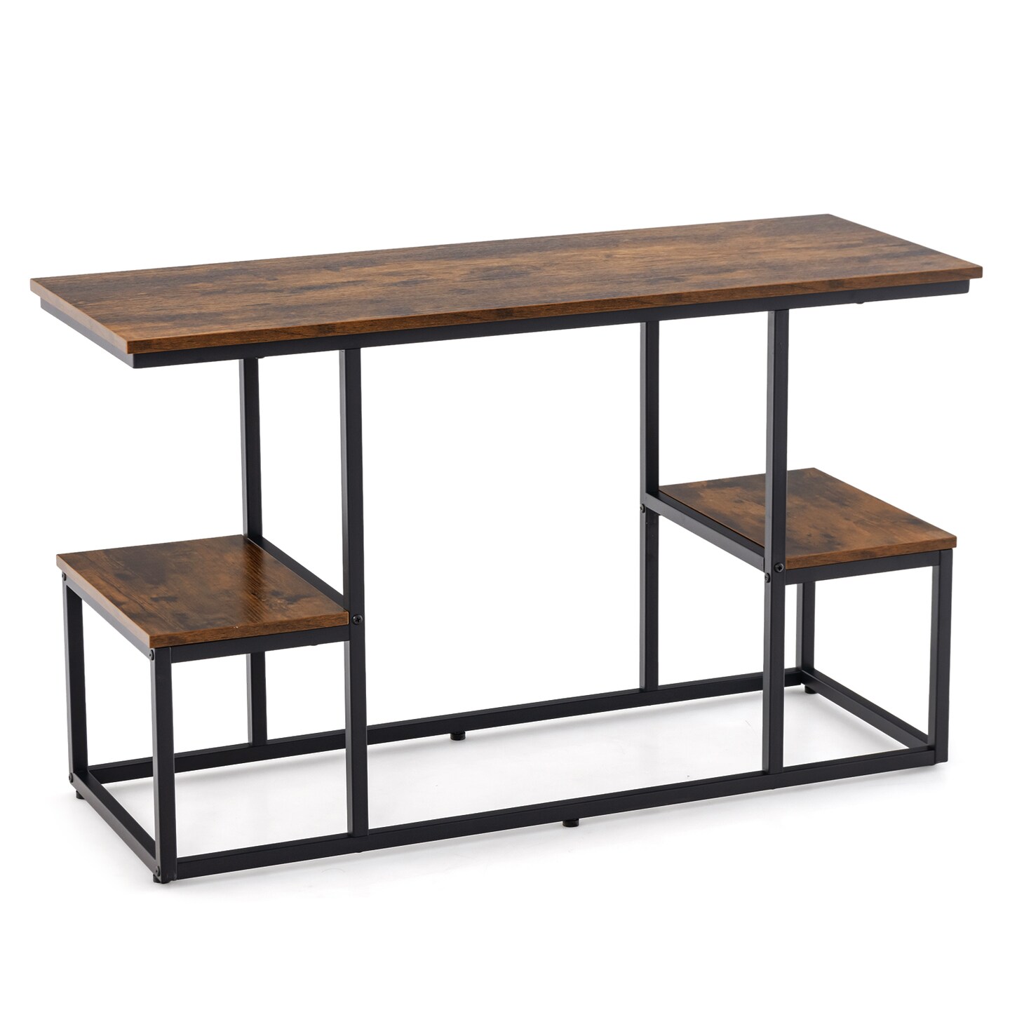 Rustic Brown Wood TV Stand for 50&#x22; TVs, Metal Frame and Storage Shelves