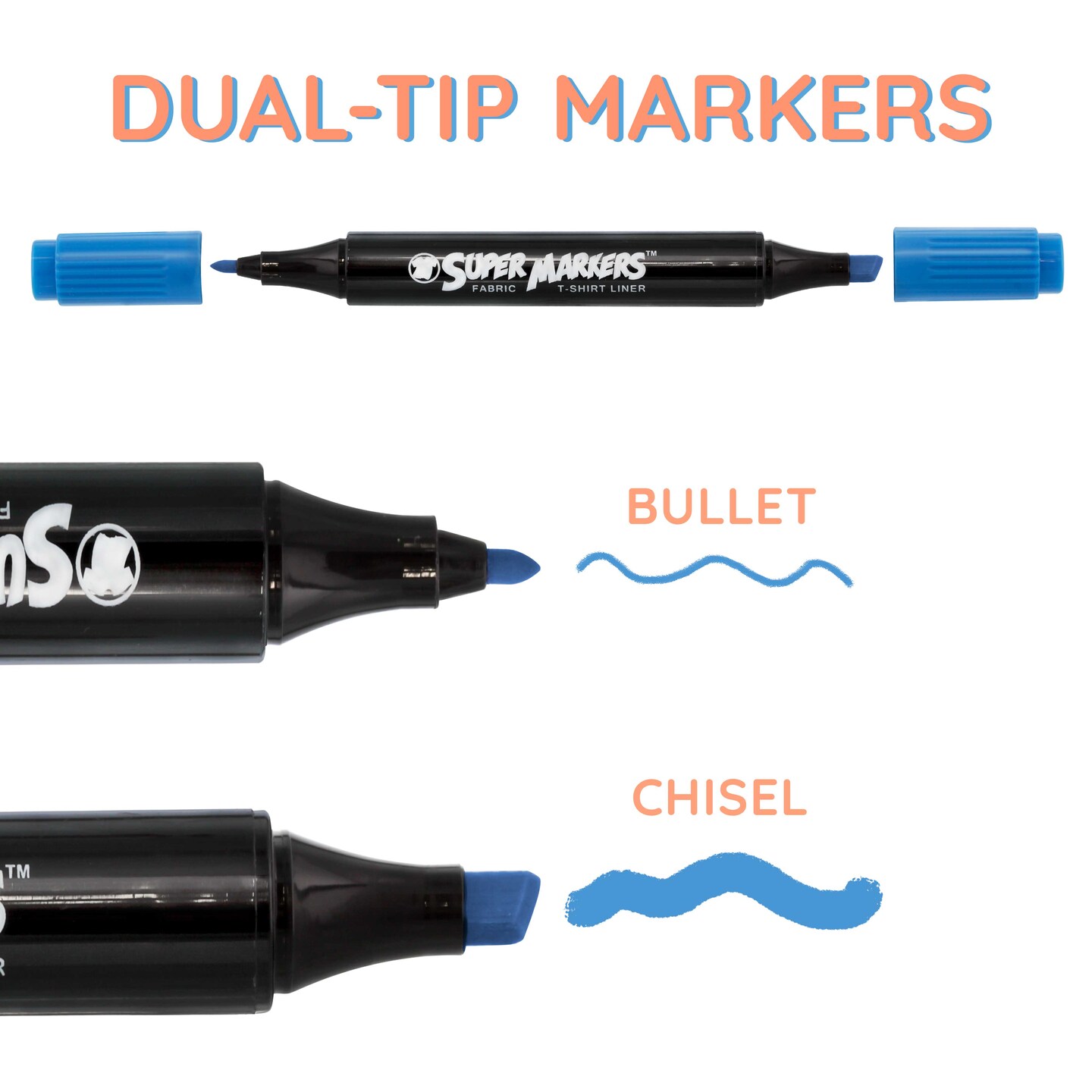 20 Unique Pastel Colors Dual Tip Fabric &#x26; T-Shirt Marker Set - Double-Ended Fabric Markers with Chisel Point and Fine Point Tips - Bold Permanent Ink