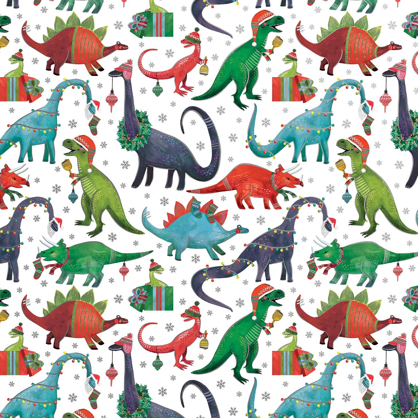 Pack/6 Rolls: Decked Out Dinosaur Gift Wrap - Jumbo Roll (30&#x22; x 10 ft.)