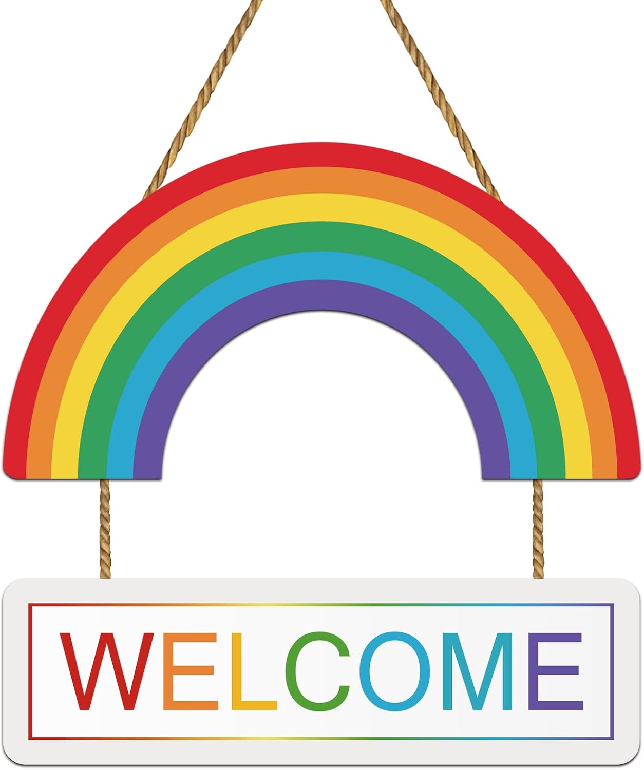 Pride Decorations Pride Wreath for Front Door Welcome Door Sign Rainbow Decorations Rainbow Wreath LGBTQ Gay Lesbian Wooden Door Decor for Office Indoor Wall Home Decor