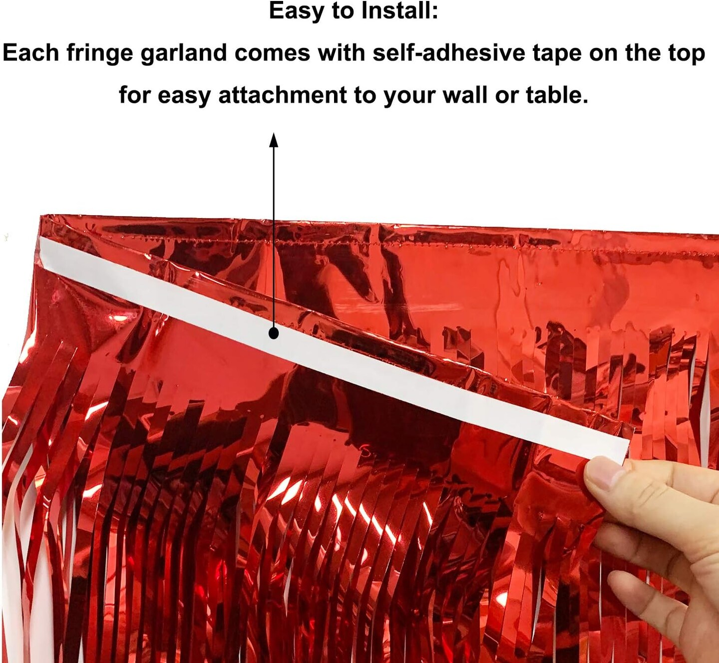 10 Feet by 15 Inch Red Foil Fringe Garland for Party Decorations
