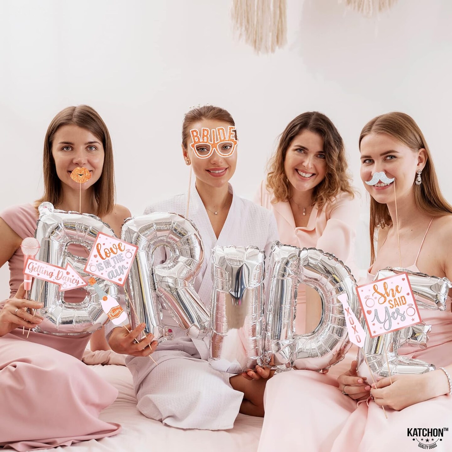Bachelorette Photo Booth Props Set - Pack of 35 | Rose Gold Bridal Shower Photo Booth Props for Bridal Shower Decorations | Bachelorette Party Photo Props for Bachelorette Party Decorations