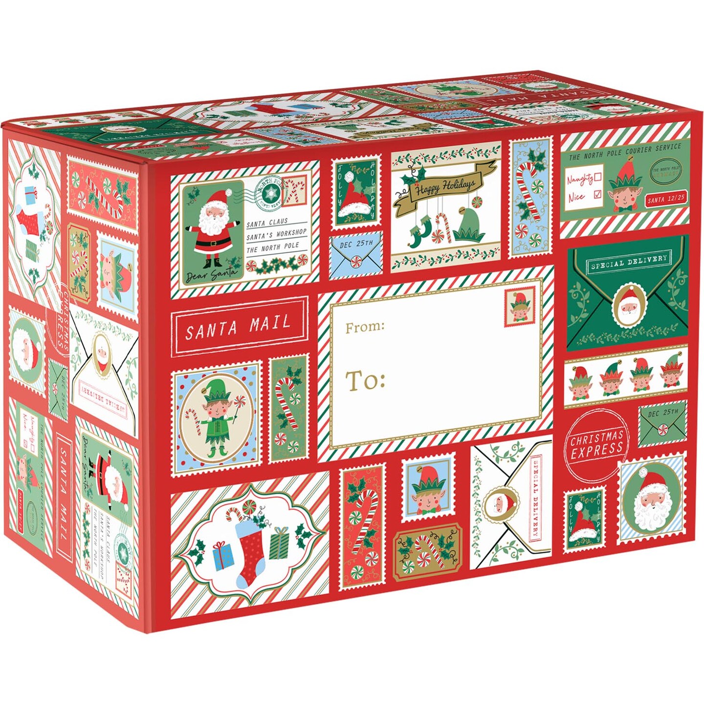 Pack/6: North Pole Bound Theme Mailing Box - 12 x 6 x 9"