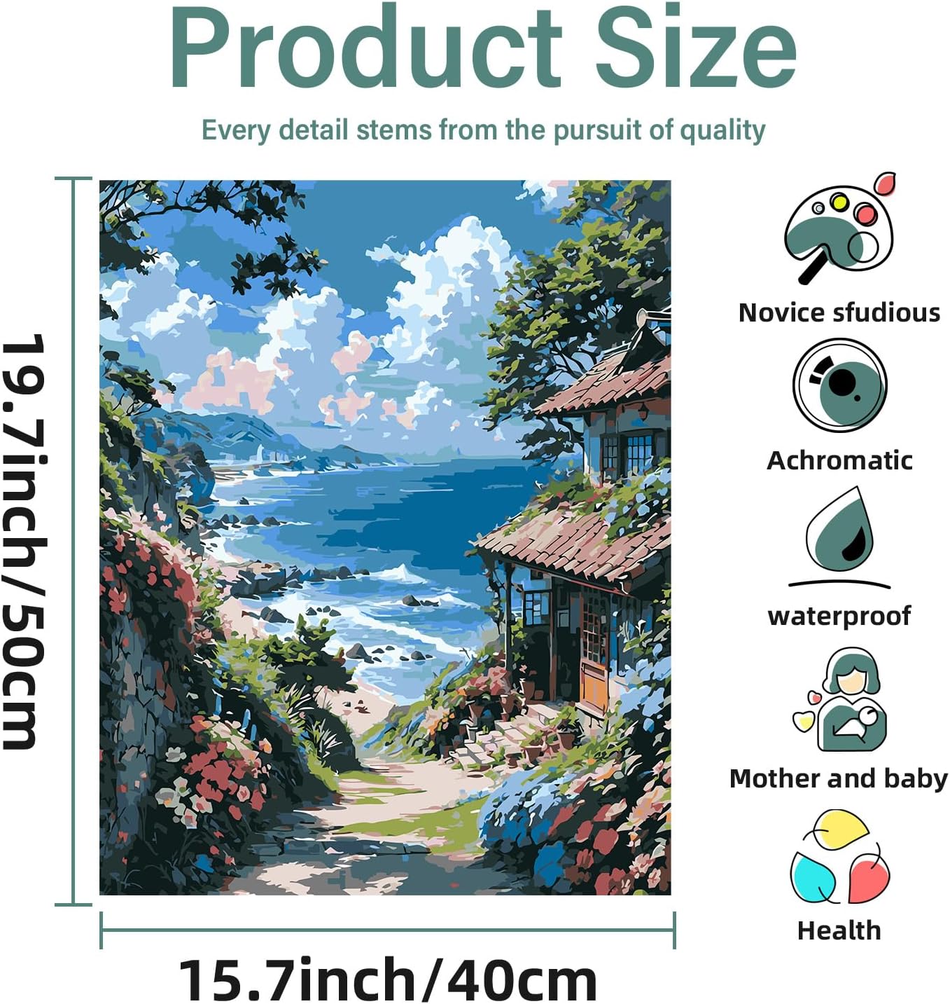 Street View Paint by Numbers for Adults - Paint by Numbers for Adults with Brushes, Sea Art Crafts Canvas for Home Decoration 16 x 20 Inch