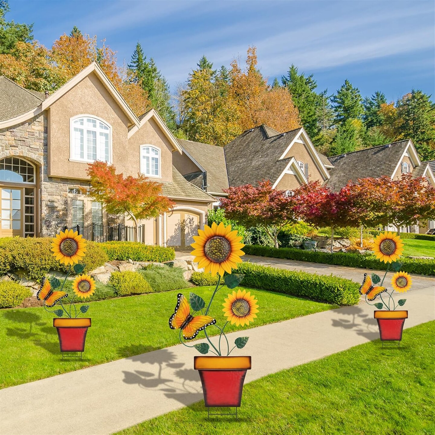 Spring Sunflower Decorative Garden Stake Yard Decor