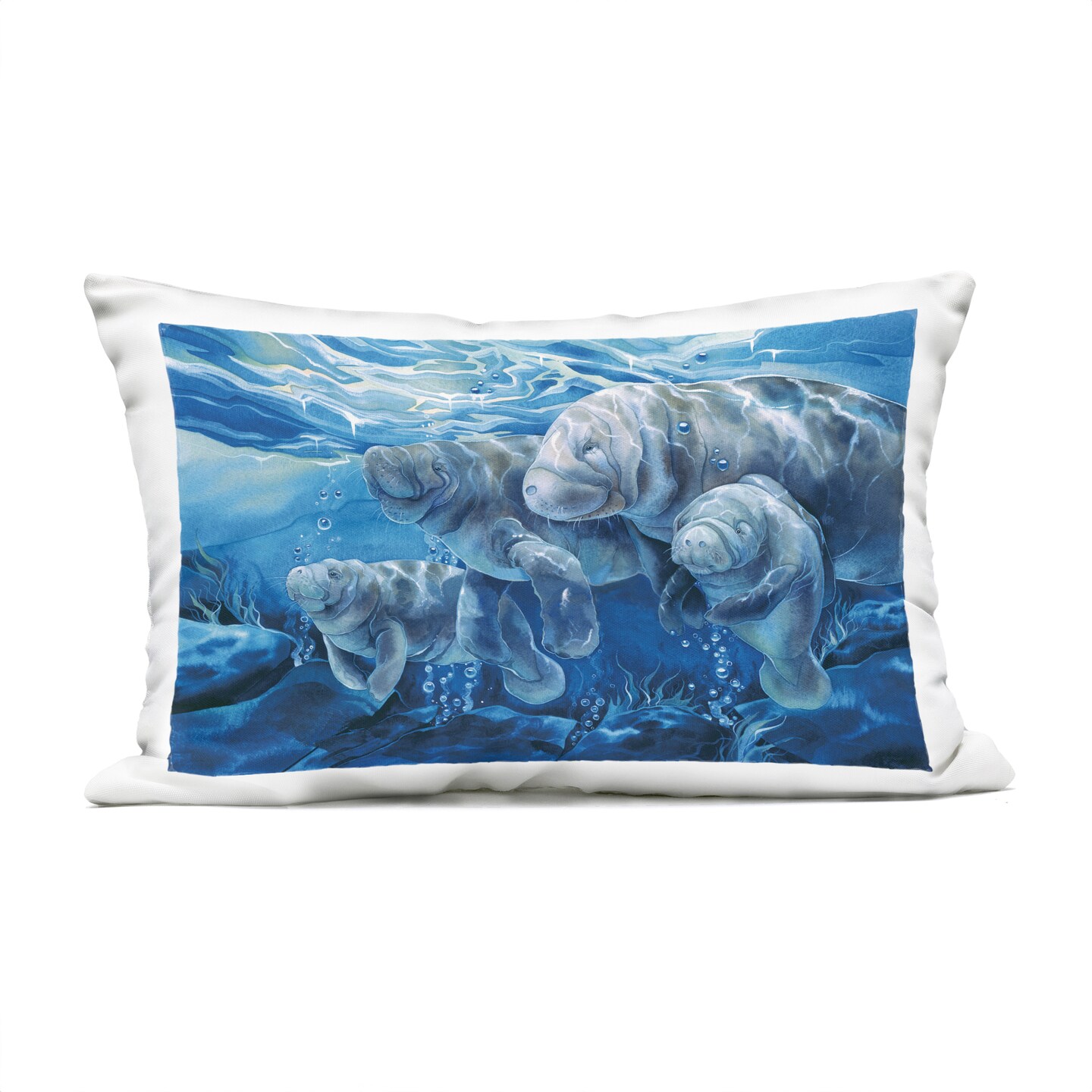 Stupell Industries Underwater Manatee Family Outdoor Printed Pillow design by Jody Bergsma, 14 x 7 x 20