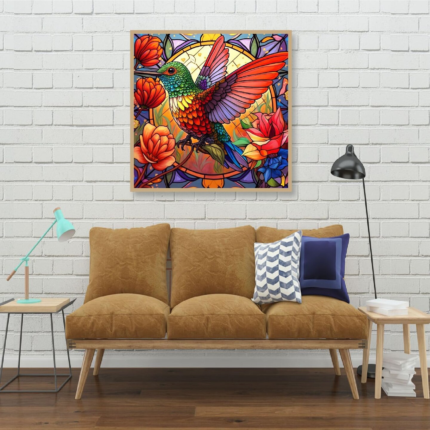 Hummingbird Diamond Painting Kits for Adults - Stained Glass Diamond Art Kits for Adults Beginner,5D DIY Full Drill Diamond Dots Paintings with Diamonds Gem Art and Crafts Home Wall Decor 14x14inch