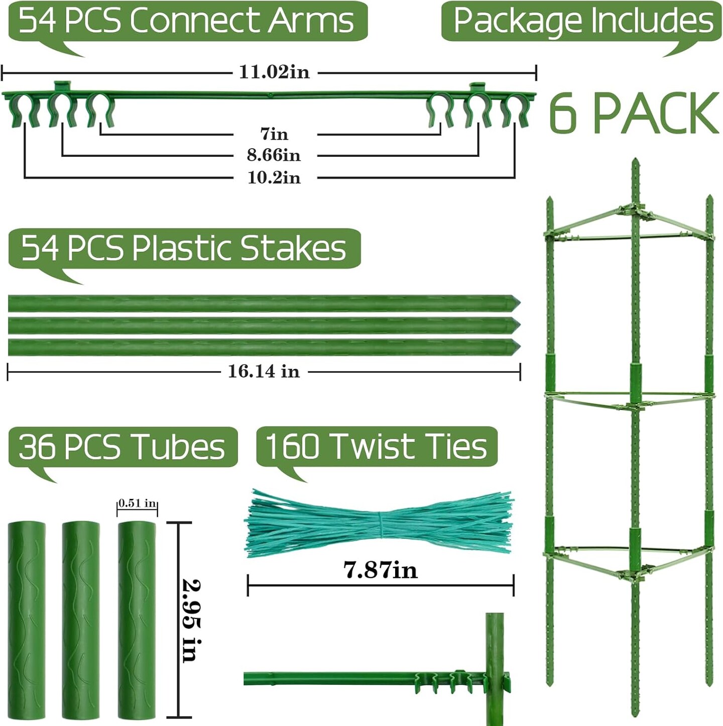 6 Pack Trellis for Pots for Garden