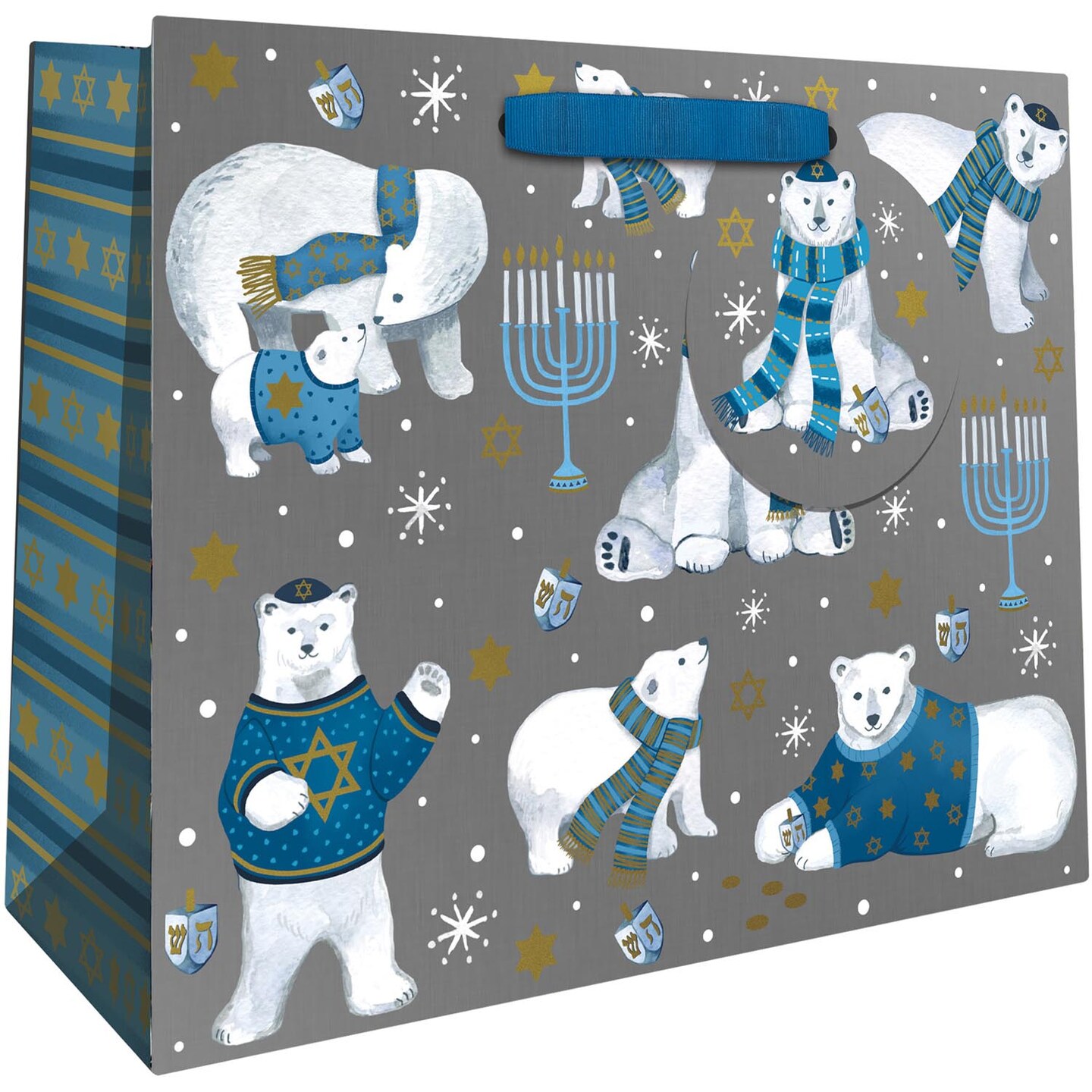 Pack/6: Hanukkah Bears Gift Bag - 10 x 4 x 8&#x22;