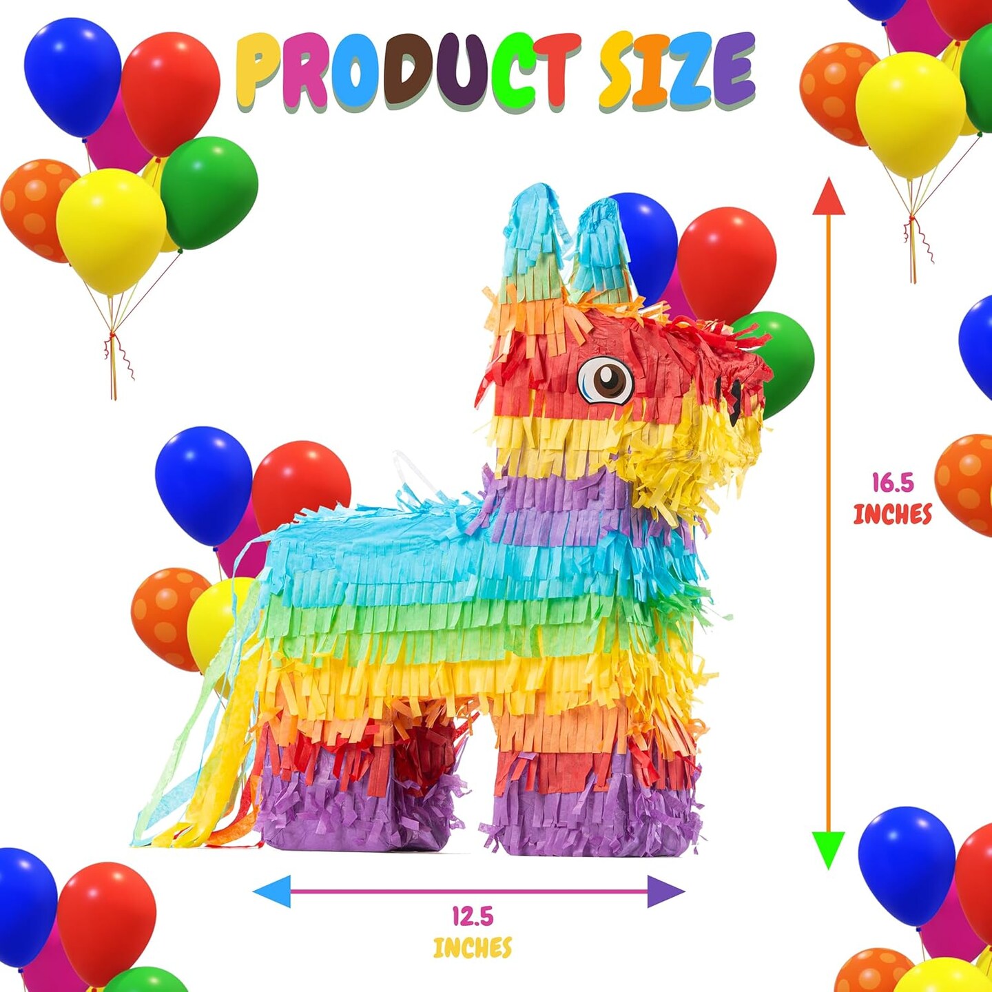 Donkey Pinyata Cinco de Mayo Small Pinata 16.5 inches Mexican Party Decoration for Birthdays, Fiestas and Kids Party Favors