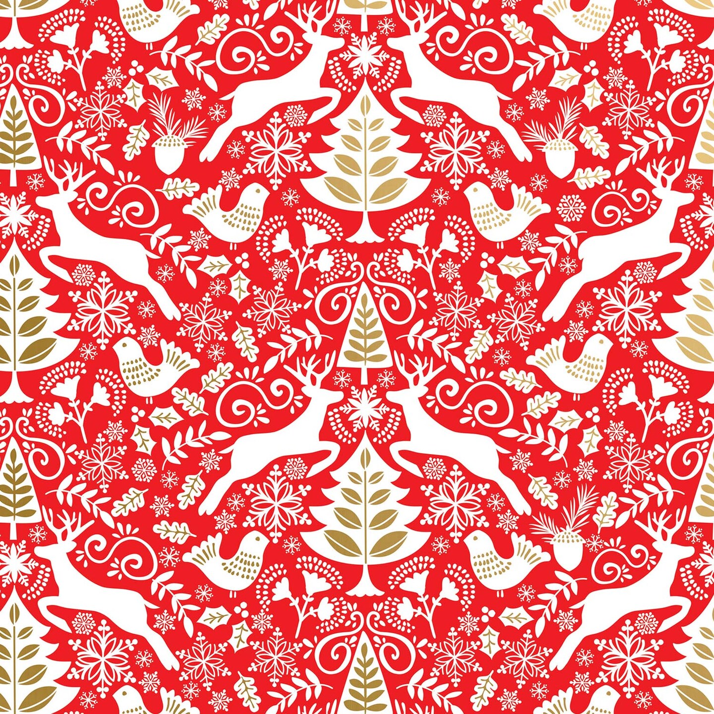 Pack/6 Rolls: Scandanavian Red Gift Wrap - Jumbo Roll (30&#x22; x 10 ft.)