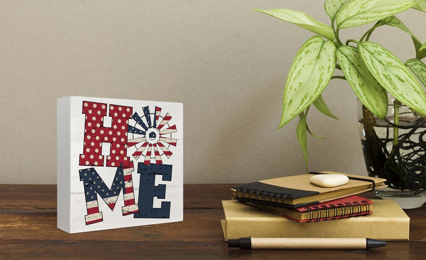 4th of July Decorations Indoor Tiered Tray Decor Patriotic Wood Box Sign Desk Tabletap Decor Rustic Farmhouse Independence Day Retro Home Tabletop for Patriot Day (American) 5 x 5 Inch