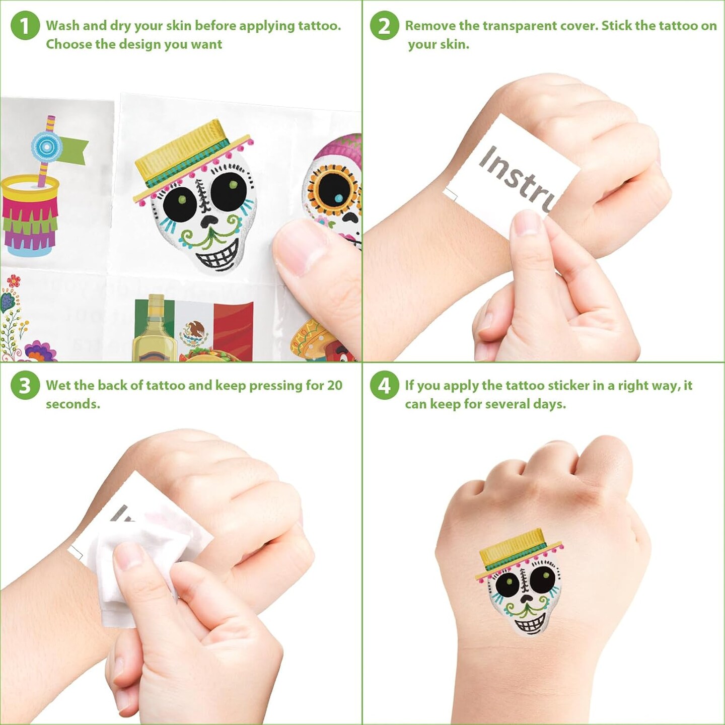 Cinco De Mayo Mexican Fiesta Temporary Tattoos Face Body Stickers 75pcs Party Favors for Kids Decorations Supplies