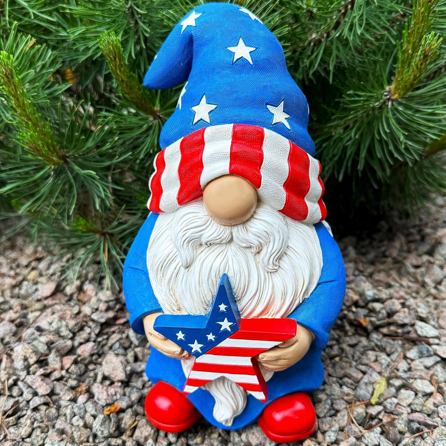 Garden Gnome - USA Patriotic Gnome Figurine - 9 Inch Tall Lawn Statue - for Outdoor or House Decor