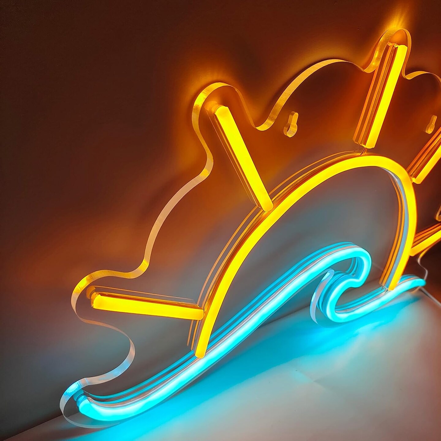 Summer Tropical Sunset Neon Wall Decor &#x2013; LED Sunrise Over the Sea Wall Light for Bedroom, Living Room, Kitchen, and Summer Decor
