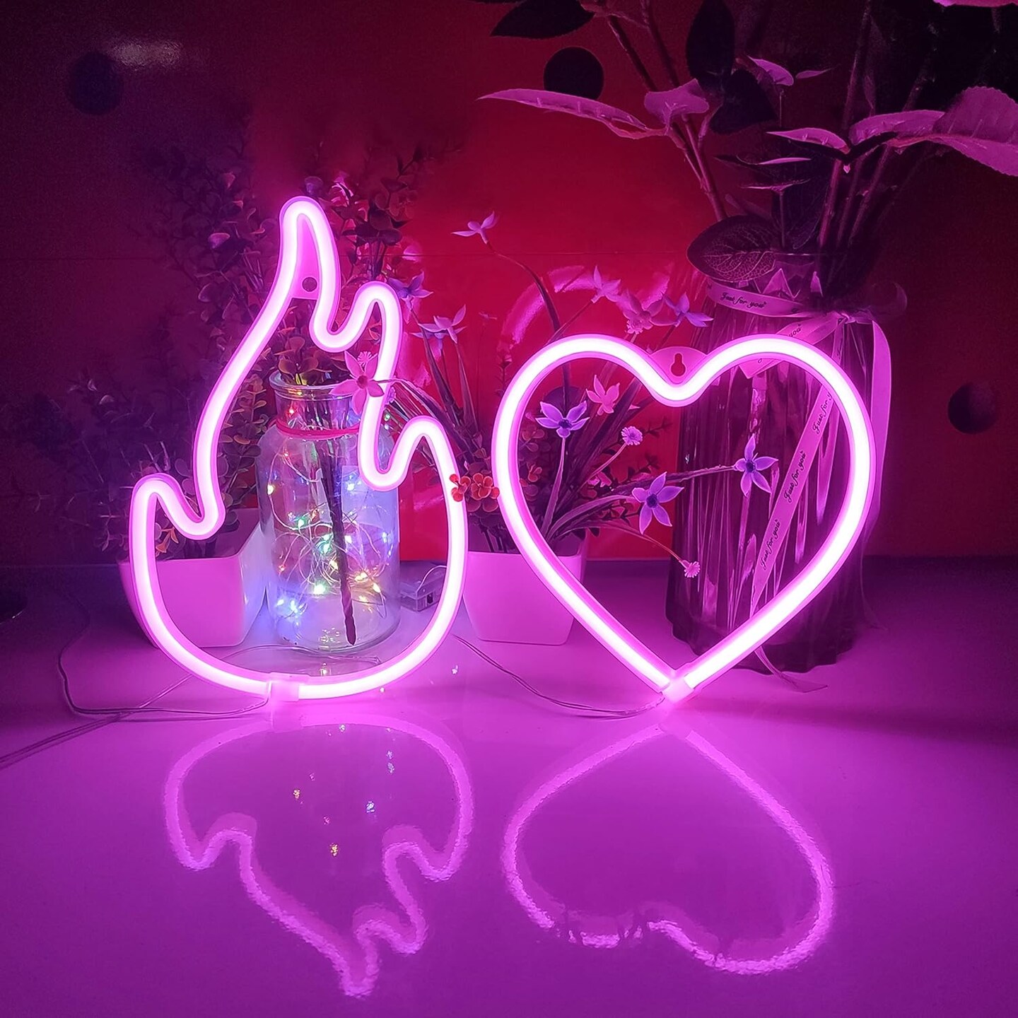 Summer Flame Neon Sign, USB or 3-AA Battery Powered Neon Light, LED Table Decoration, Bedroom Wall Decoration, Birthday Gift, Wedding Supplies Business Gift