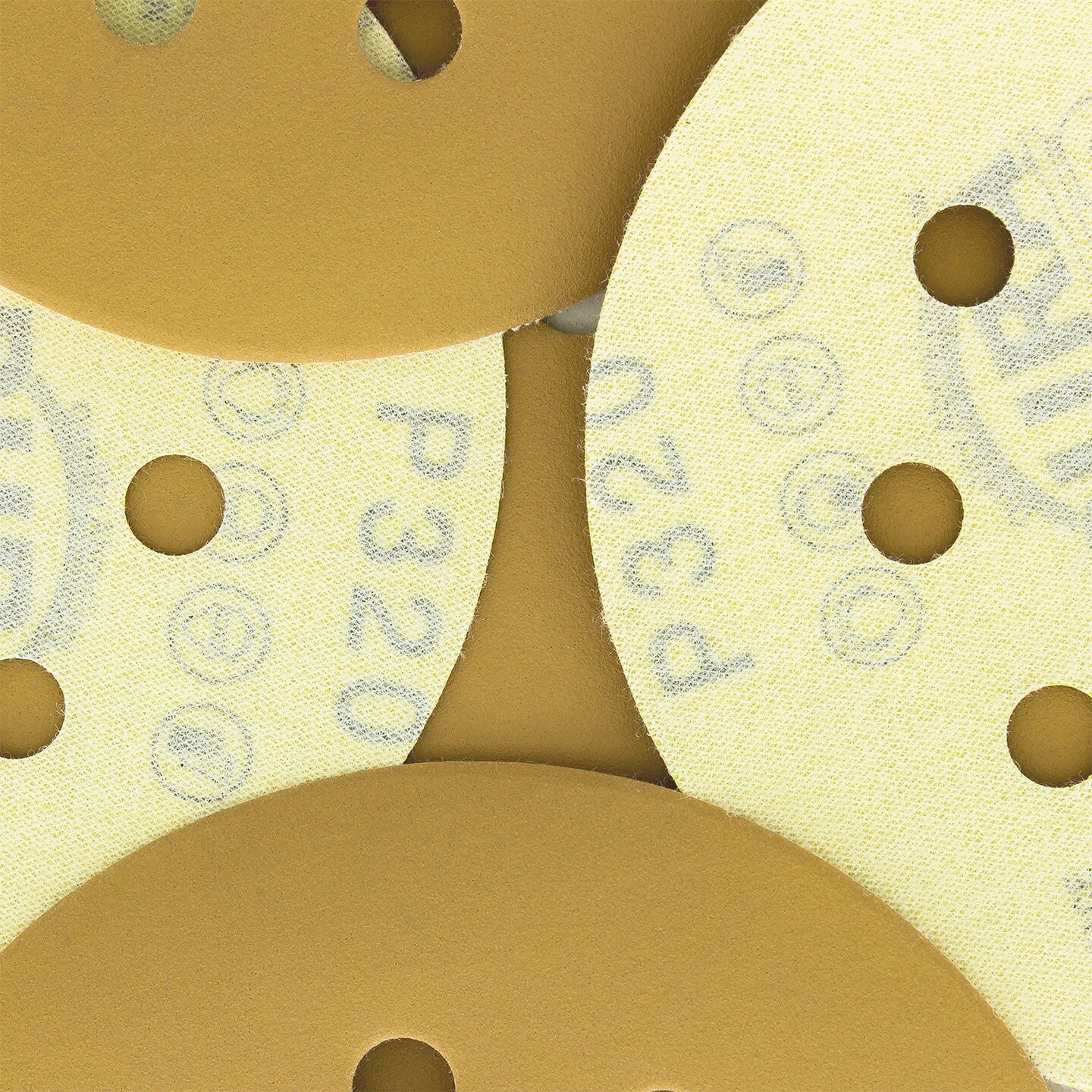 320 Grit - 5&#x22; Gold DA Sanding Discs - 8-Hole Pattern Hook and Loop - Box of 50