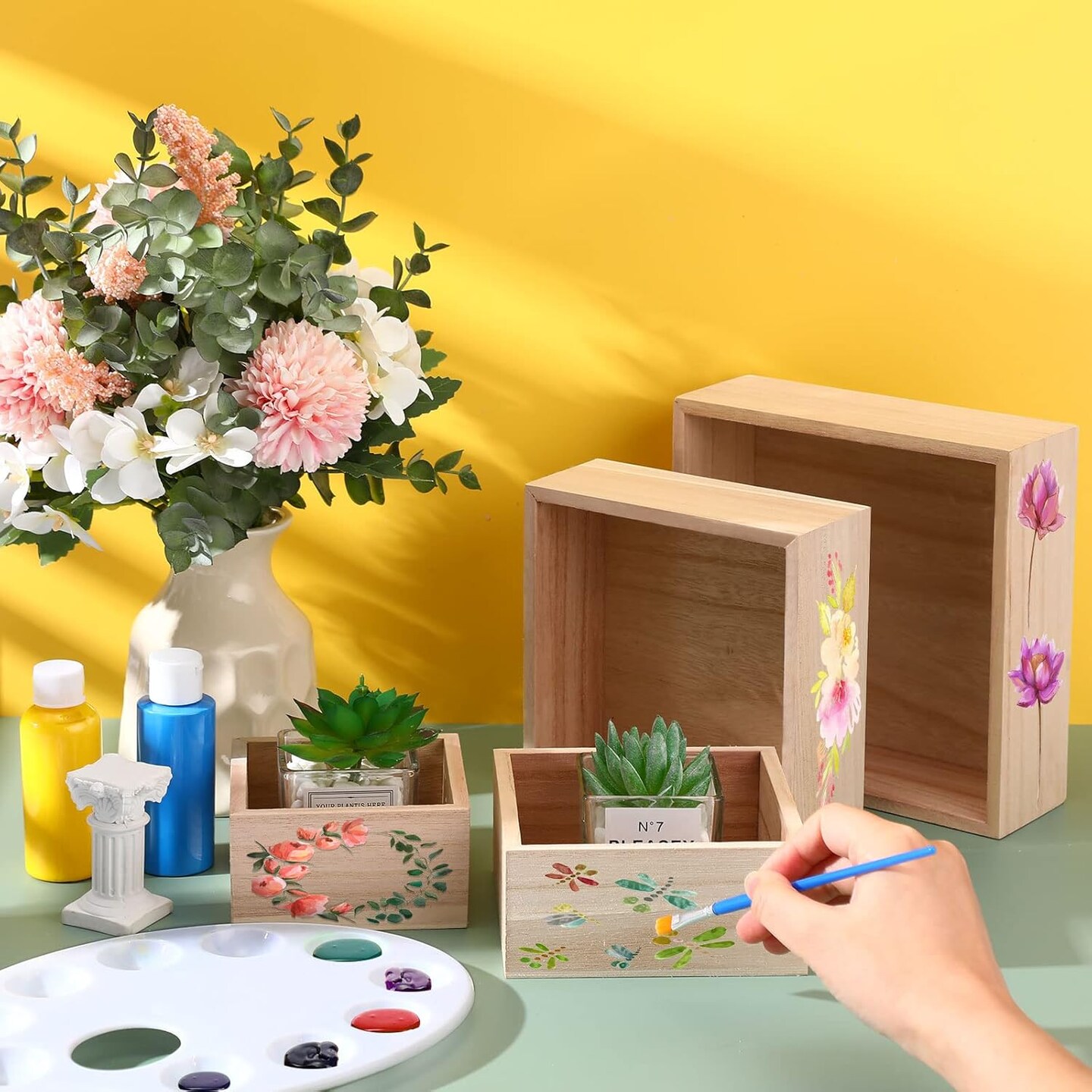 16 Pcs Rustic Wood Crates for Crafts