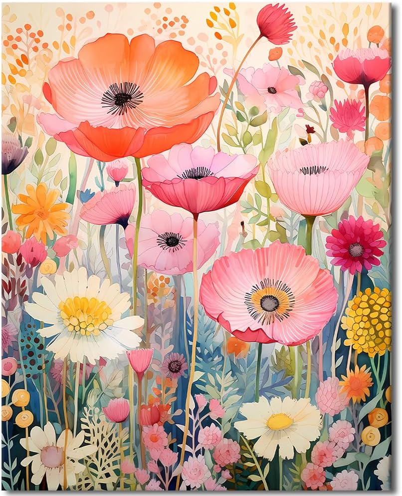 Paint by Number for Adults Flowers and Plants Paint Number Kits Floral Adults&#x27; Paint-by-Number Kits Color Paint by Number DIY Paint by Numbers Craft Kits for Adults, 16x20 Inch