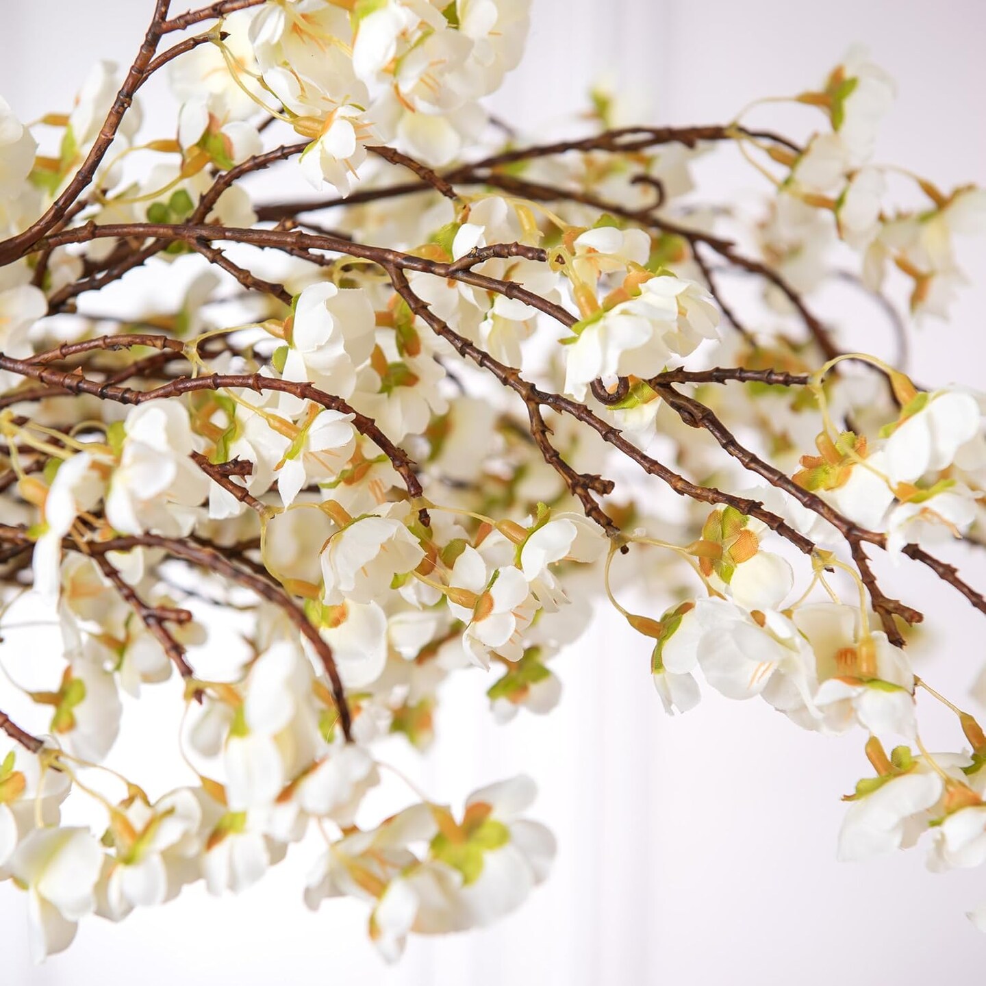 4 Pcs Summer Floral Arrangement &#x2013; Artificial Cherry Blossom Flower Branches, Bulk Silk Faux Flowers Real Touch Bouquet for Home Decor, Vase Not Included (White)