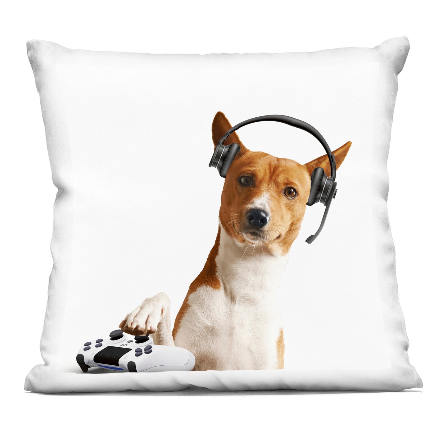 Stupell Industries Gaming Dog with Headset Decorative Printed Pillow design by CAD Designs, 18 x 7 x 18