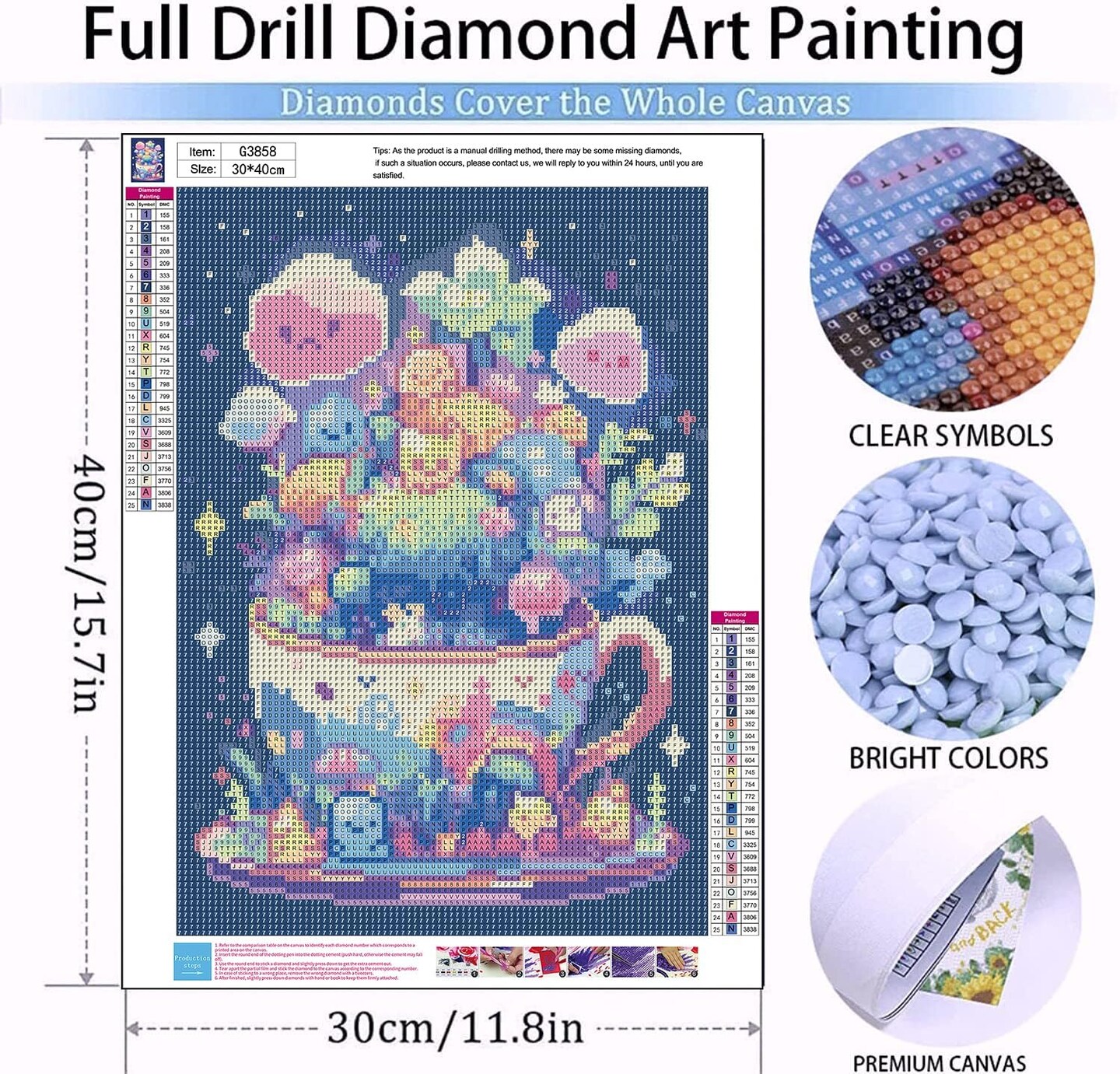 Cute Diamond Painting Kits for Adults-Diamond Art Kits for Cartoon, Cup Gem Art Kits for Adults for Gift Home Wall Decor (12x16inch)
