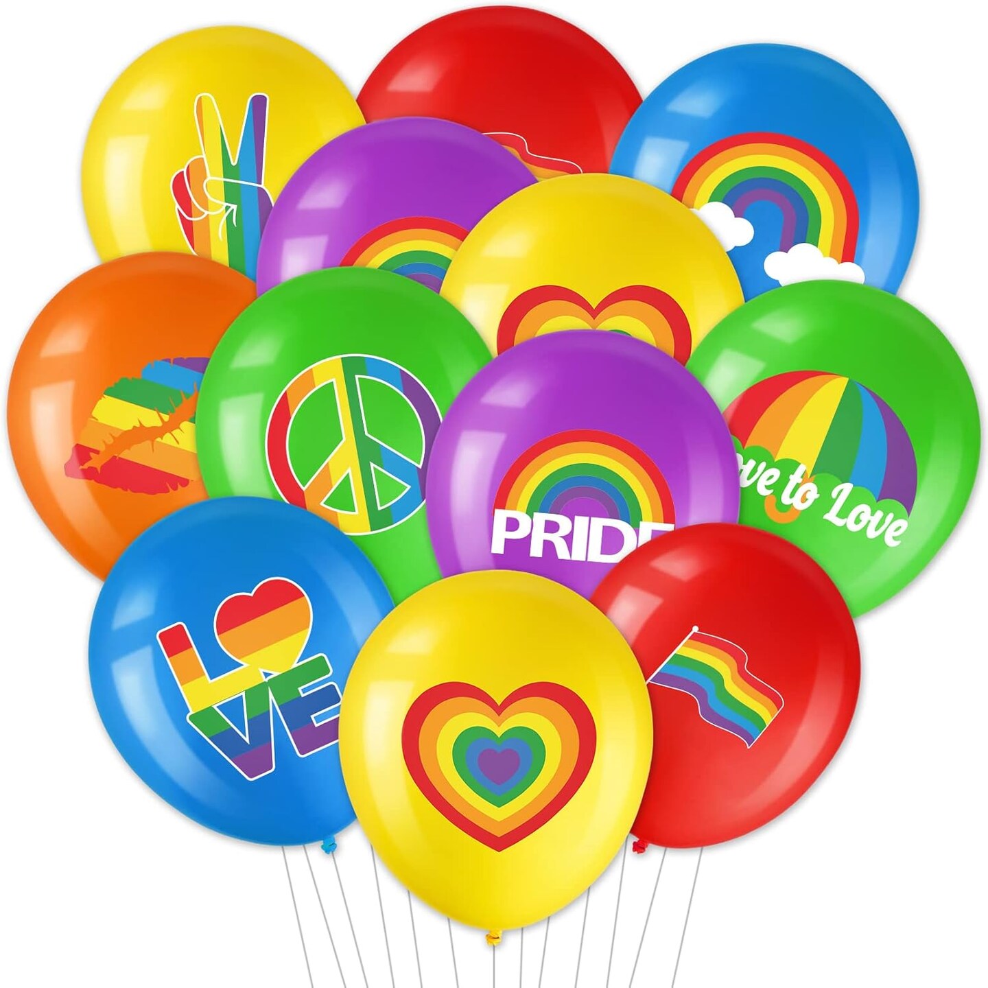 36 Pieces Pride Party Decorations Gay Pride Latex Balloons LGBT Birthday Party Balloons Rainbow Pride Love Love is Love Balloon Backdrop for LGBT Pride Month Decoration Supplies