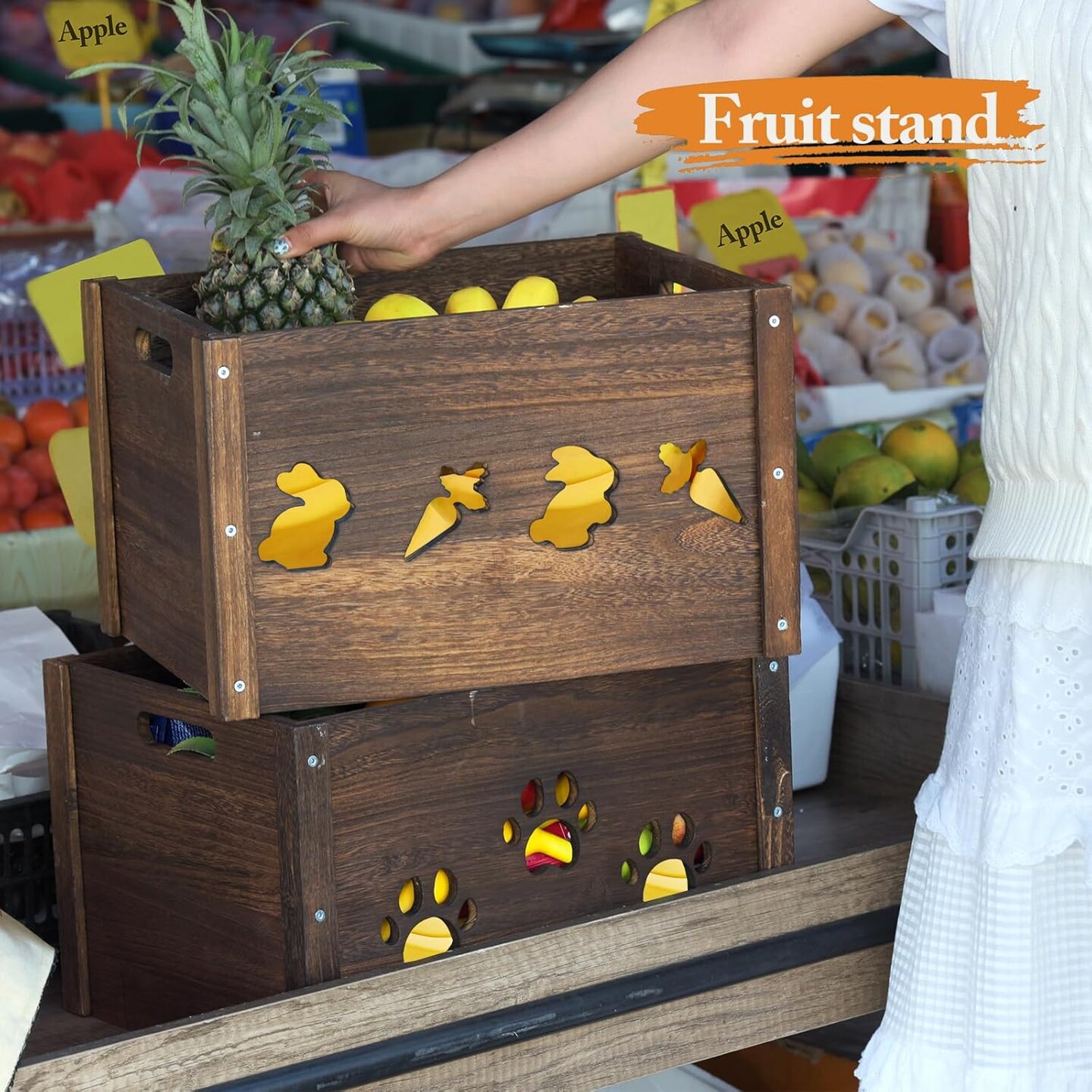 2 Pack, Hollow Claw Wooden Crates for Display