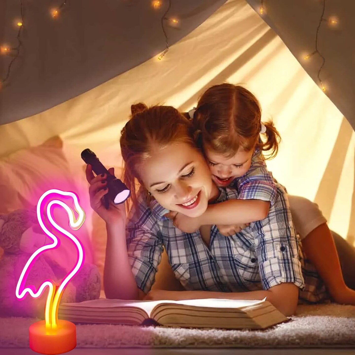 Flamingo Neon Sign &#x2013; LED Pink Flamingo Light for Bedroom, Girls Room Decor, Party, or Gift | USB/Battery Operated with Pedestal