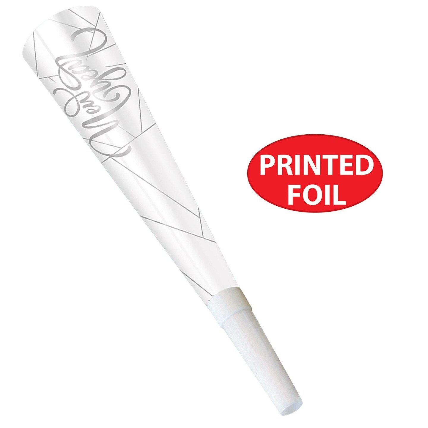100 Pack Beistle White New Year Silver Horns