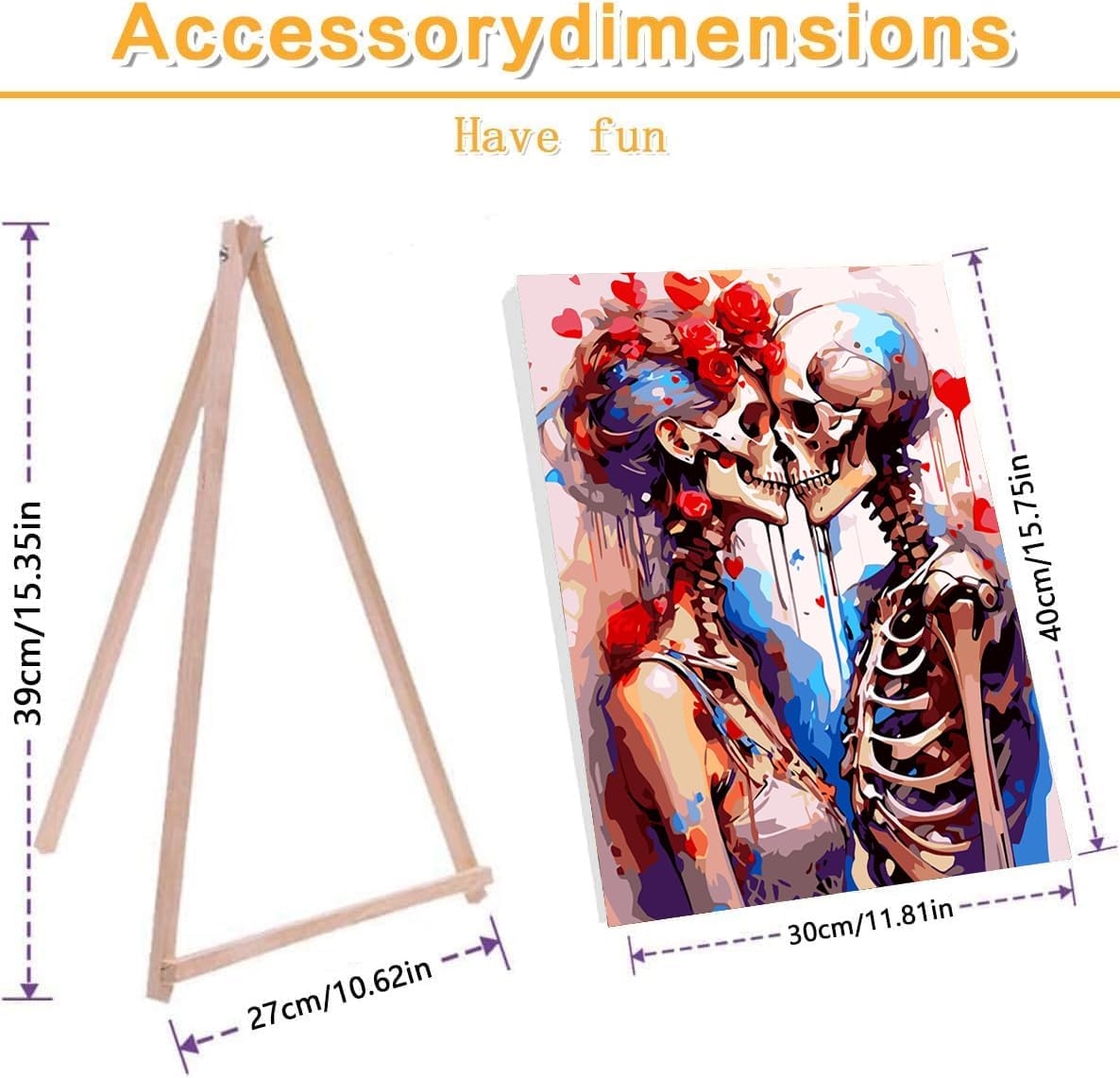 Skull Framed Paint by Numbers Kit with Wooden Easel for Adults Beginners Skeleton Acrylic Easy Paint by Number Paint by Number Kits on Canvas with Nice Gift Box 12x16in