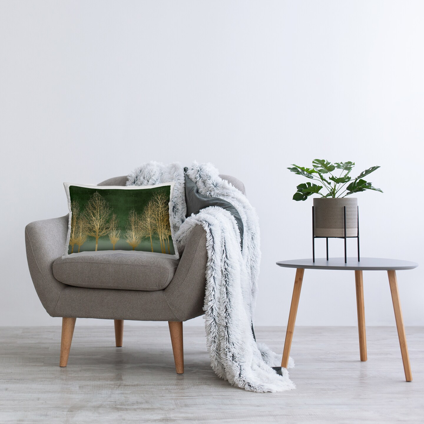 Stupell Industries Gold Gradient Forest Decorative Printed Pillow design by Kate Bennett, 14 x 7 x 20