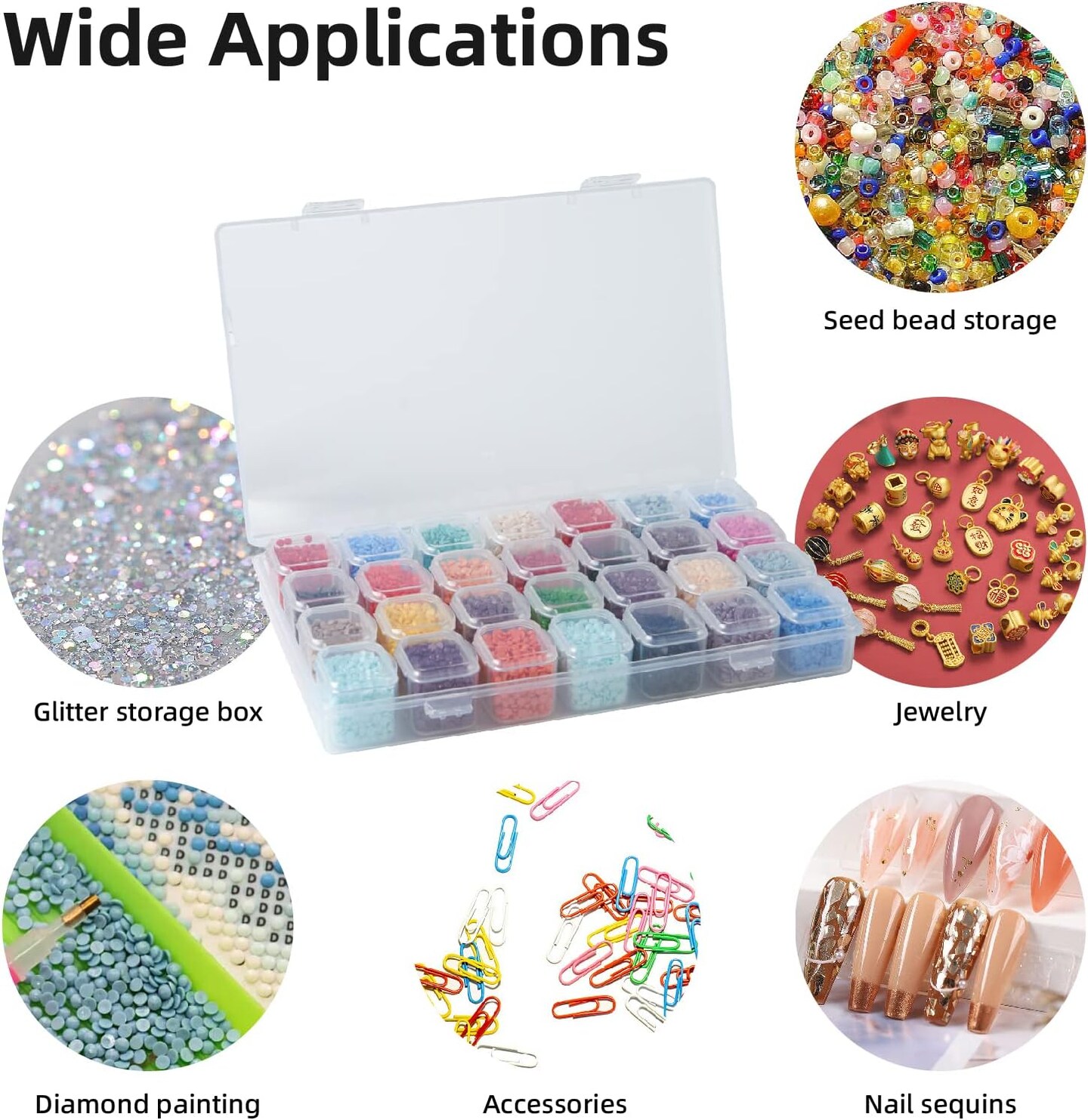 56PCS DIY Diamond Painting Tools and Accessories Kits Multiple Sizes Painting Pens for Adults to Make Diamond Art Craft Tweezers Glue Diamond Correction 28 Girds Storage Box