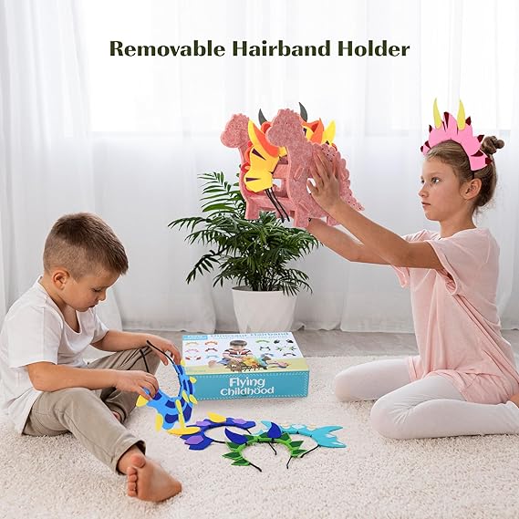 12 Pcs Dinosaur Headbands with Hairband Holder Party Hats for Kids Dinosaur Party Favors Dinosaur Birthday Decorations Dinosaur Themed Activities Halloween Cosplay