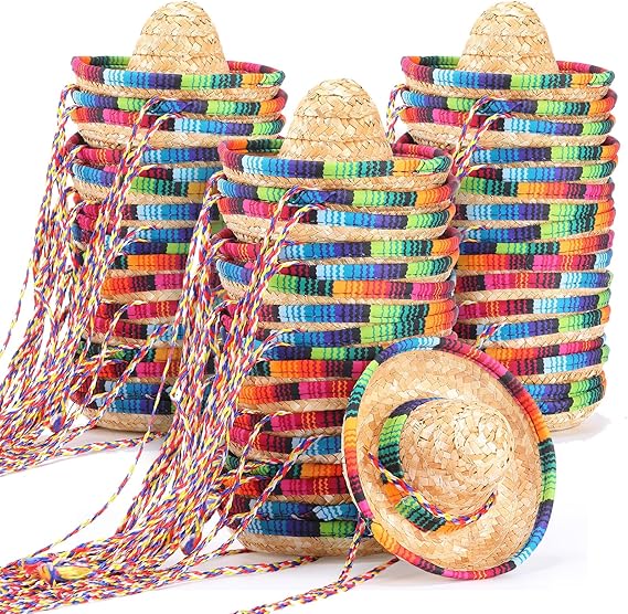 80 Pcs Mini Sombrero Hats Small Fiesta Headband Hats Natural Straw Cinco De Mayo Party Decorations for Kids Pets Dogs