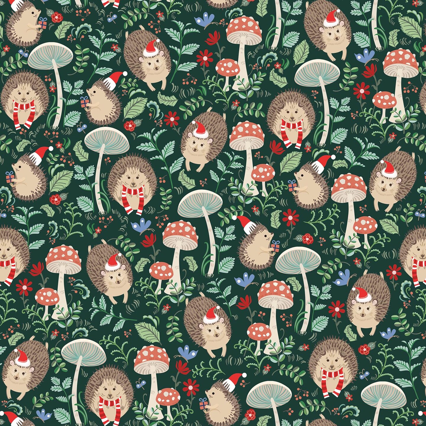 Pack/6 Rolls: Holiday Hedgehog Gift Wrap - Jumbo Roll (30&#x22; x 10 ft.)