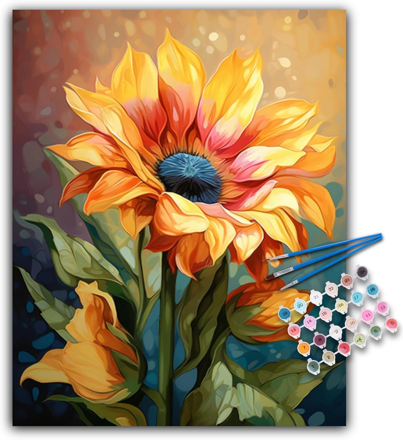 Paint by Numbers Kit for Adults Beginners, Sunflower Acrylic Adult Paint by Number Kits on Canvas, Sunflower Digital Oil Number Painting Kits for Home Decor Gift 16&#x22;x20&#x22;