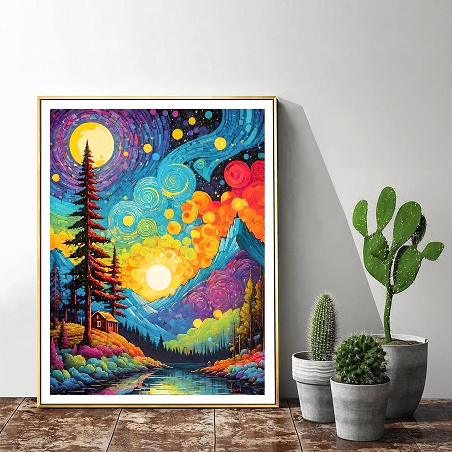 Van Gogh Diamond Art Kits for Adults Starry Sky Diamond Painting Kits for Adults, Full Drill Round Abstract Landscape Gem Art Kits for Home Wall Decor 12x16in