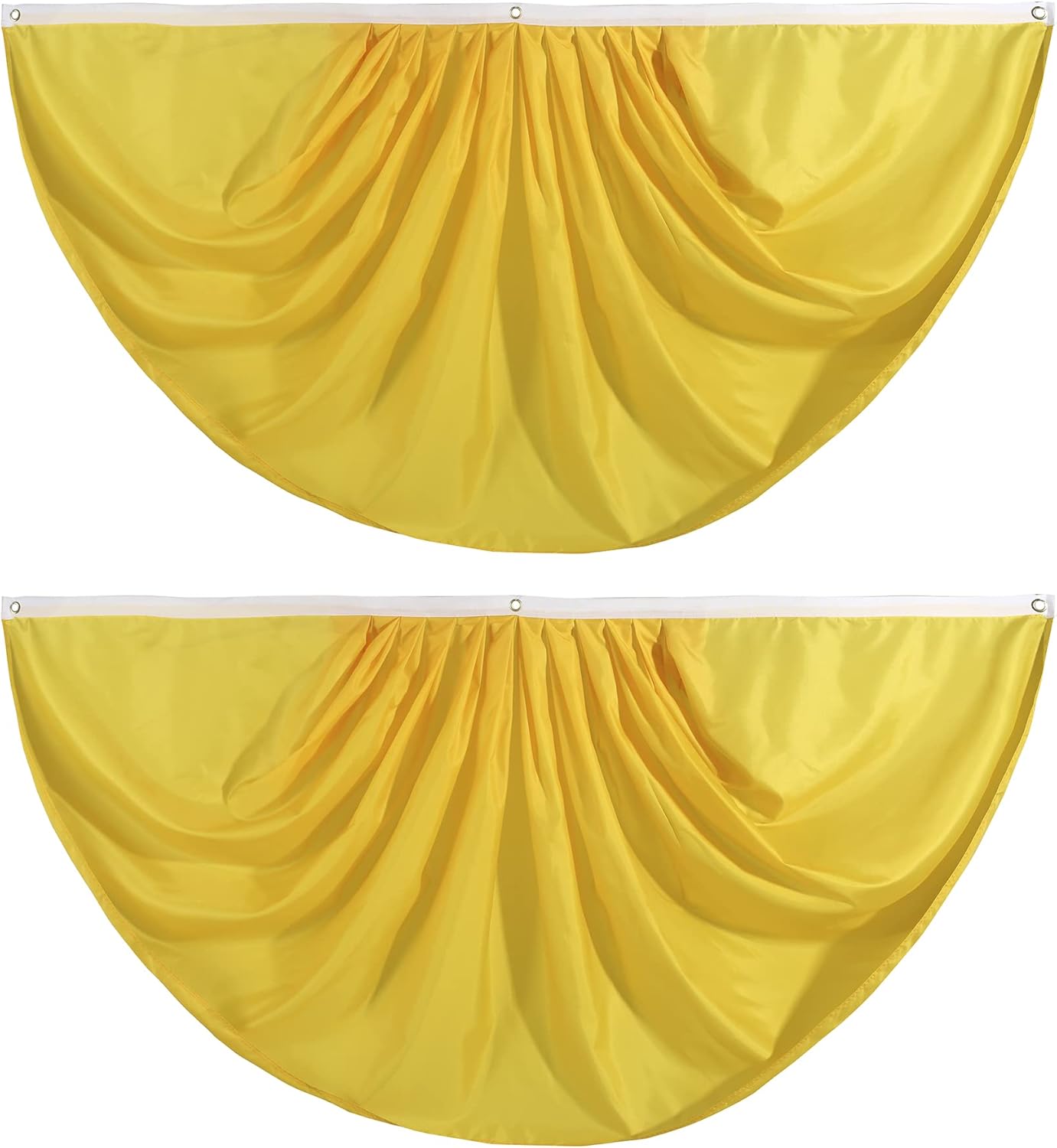 Yellow Pure Solid Colour Pleated Fan Flag Bunting 3 x 6 Ft Colour Pleated 2 Pcs Fan Flag Banner Indoor/Outdoor/Front Porch Decorations