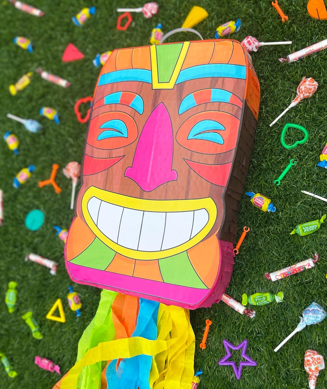 Tiki Pi&#xF1;ata Mask Luau Party Decorations Small 4-piece Set, Great for Tropical Birthday Pool Parties Decoration